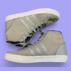 Women’s Gray Adidas NEO CloudFoam Daily QT AW4211 Suede High Top Sneakers-Size 6